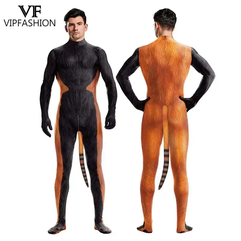 Cão de estimação masculino fantasia cosplay com cauda, zíper virilha com capa completa, bodysuit zentai, festa de Halloween, terno de Natal, moda VIP