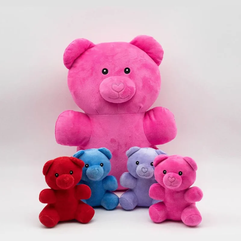 

Red Gummy Bear Plush Cute Heart Nose Soft Stuffed Large Toy Doll Pillow Cushion Companion Doll Desktop Ornament Surprise Gift