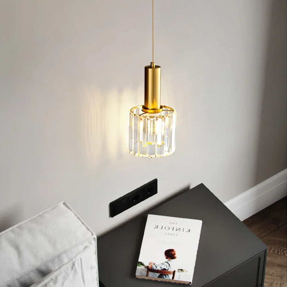 Luz pendente de cristal ajustável, Modern Kitchen Island Lighting, Black Chandelier for Kitchen, Sala de jantar, Bedside Lamp