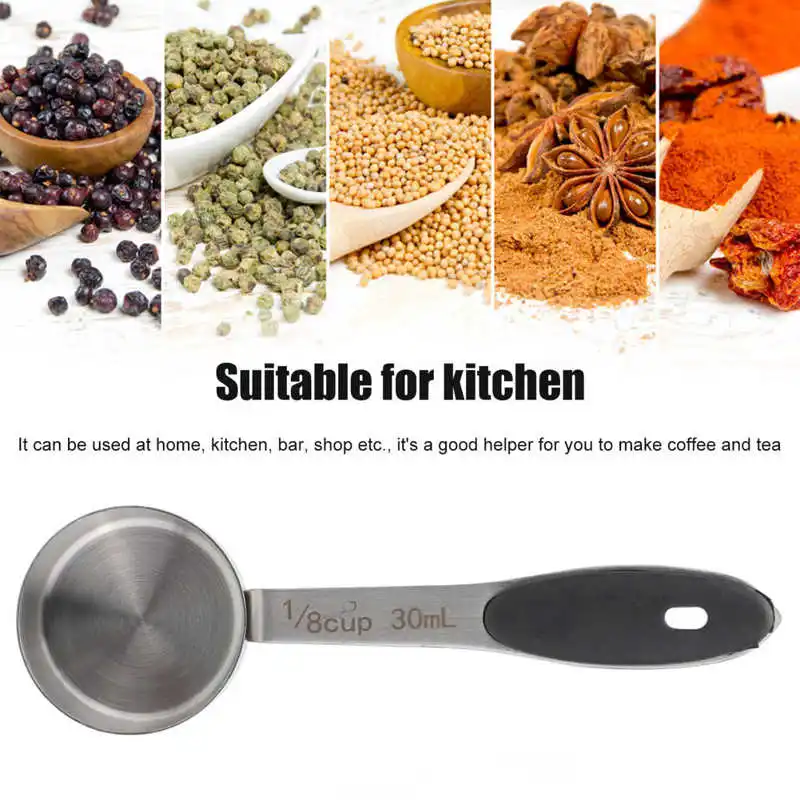 30ml Large Capacity Coffee Measuring Spoon 1/8 Cup Stainless Steel Kitchen Coffee Spoon Scoop for Home office Tablespoon