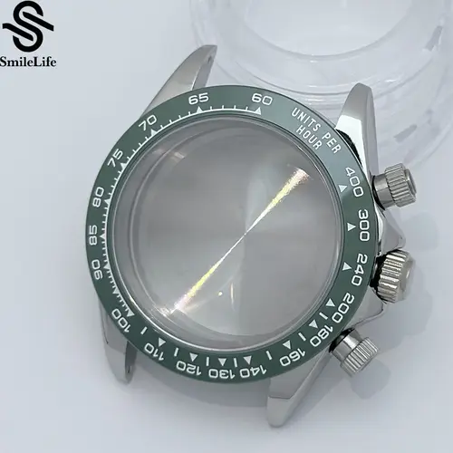SmileLife 39mm VK63 Silver/Black/Gold Watch Case Sapphire Glass Ceramic/Steel Bezel Fit VK63 Quartz Movement Watch Accessories - Image 16