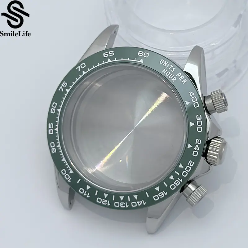 SmileLife 39mm VK63 Silver/Black/Gold Watch Case Sapphire Glass Ceramic/Steel Bezel Fit VK63 Quartz Movement Watch Accessories - Image 16