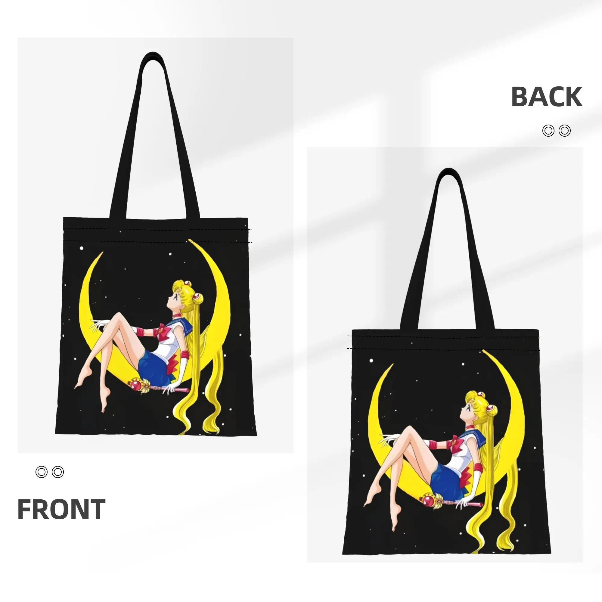 1PC On Crescent Sailor Moon Canvas Tote Bag Perfect for Shopping & Personal Use Great Gift