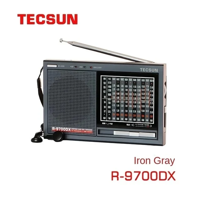 TECSUN R-9700DX Portable FM Radio Stereo MW SW Receiver Built-in Speaker Dual Conversation External Antenna Jack Earphone Jack