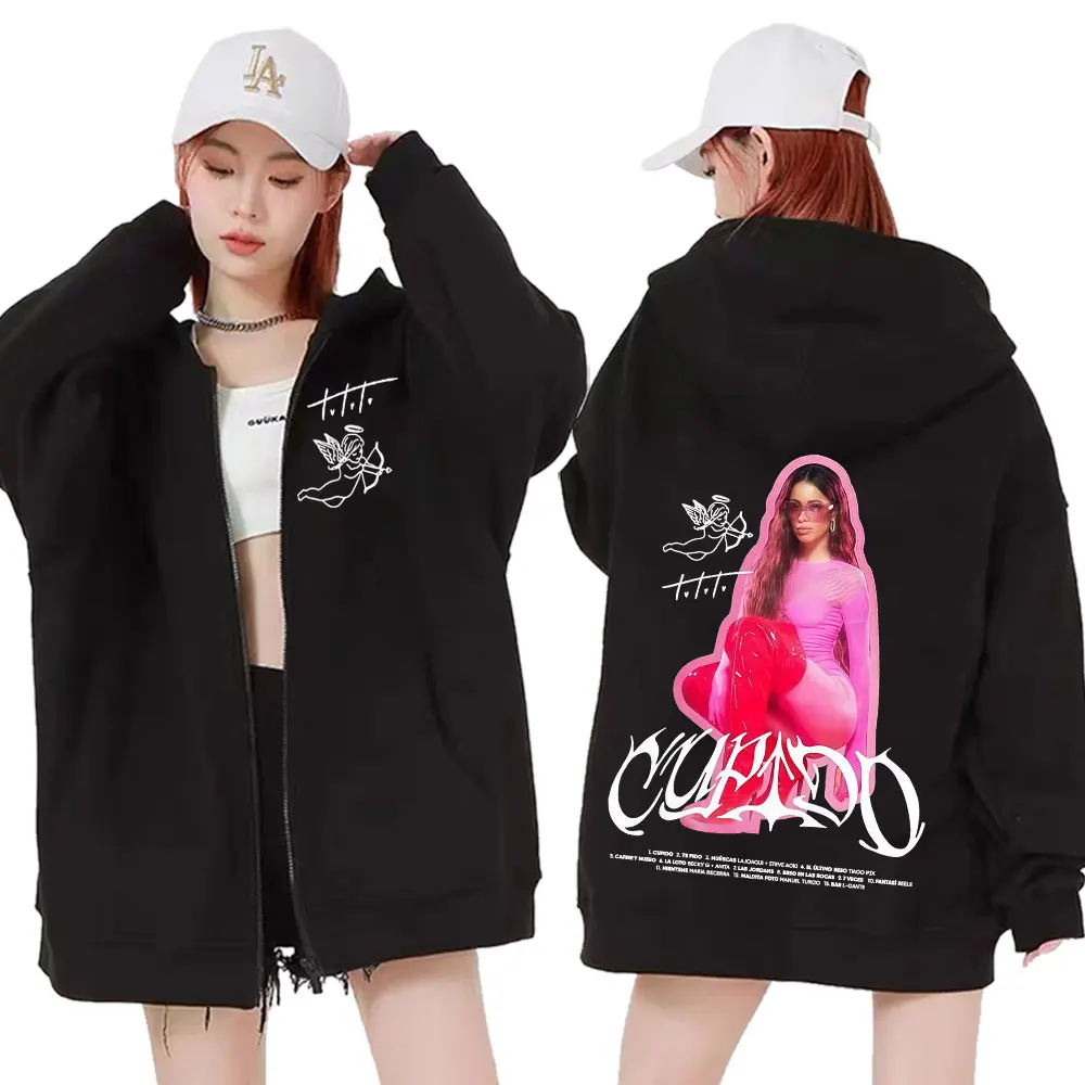 Singer Tini Stoessel Cupido ألبوم جرافيك زمم بلوزات الرجال النساء الملابس موضة القوطية هوديي المتضخم سستة البلوفرات