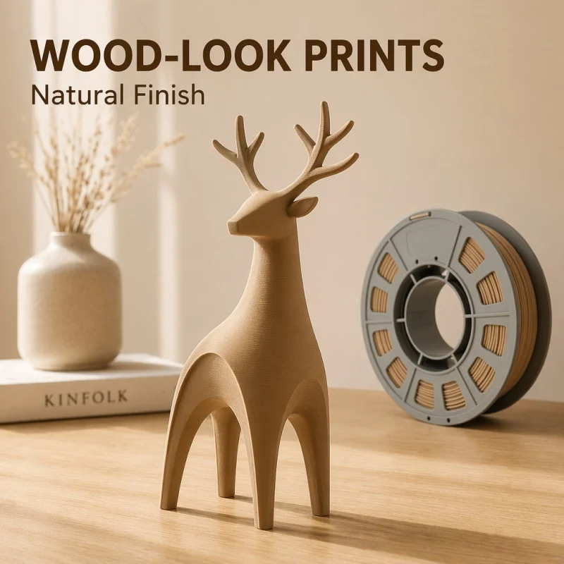 300g Wood Color PETG Filament 1.75mm, High Toughness & Durable 3D Printer Filament, Tangle-Free Smooth Extrusion Compact Spool for Functional Parts and DIY Models