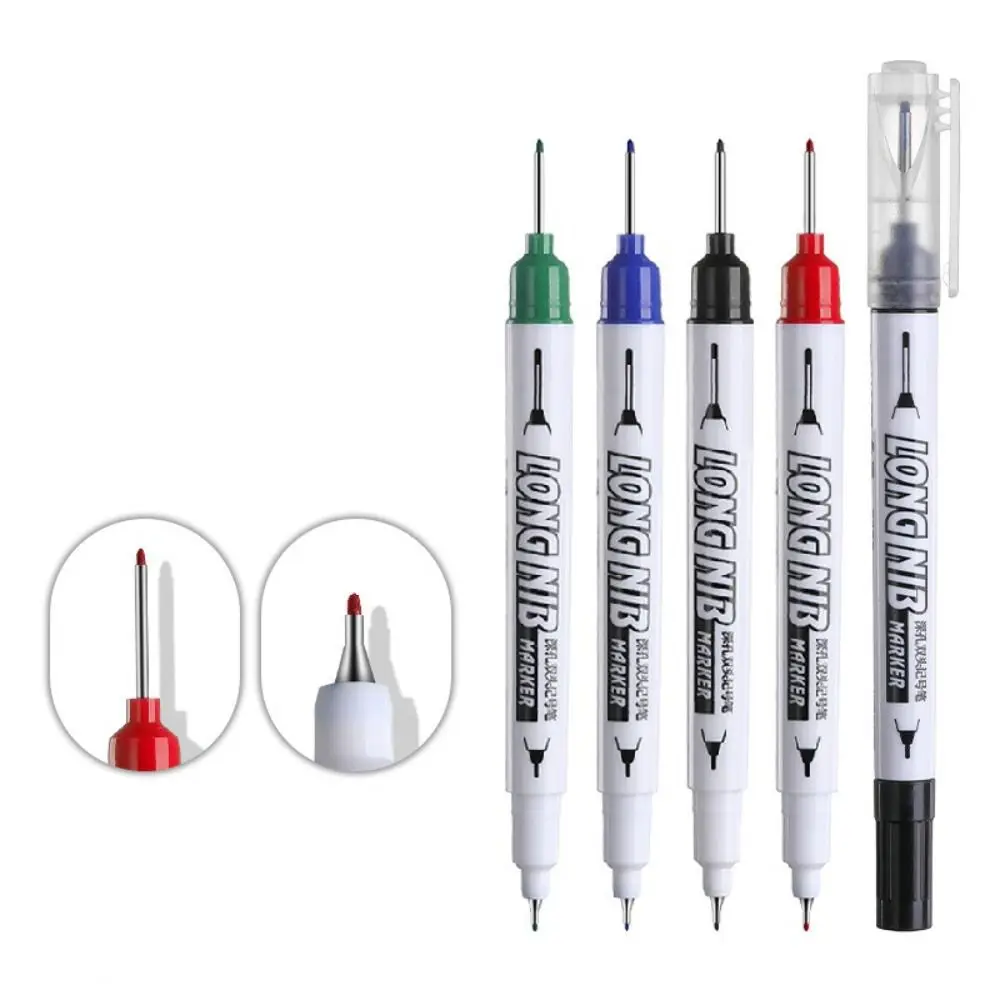 4 Colors Construction Marker Pen Double Nib 20mm Deep Hole Carpenter Perforating Pen Long Head Long Head Marker Pen