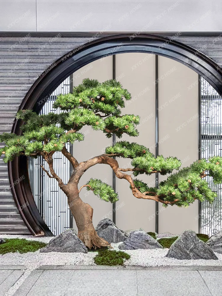 Pine Solid Wood Imitative Tree Welcome Pine Large Fake Trees Entrance Decoration New