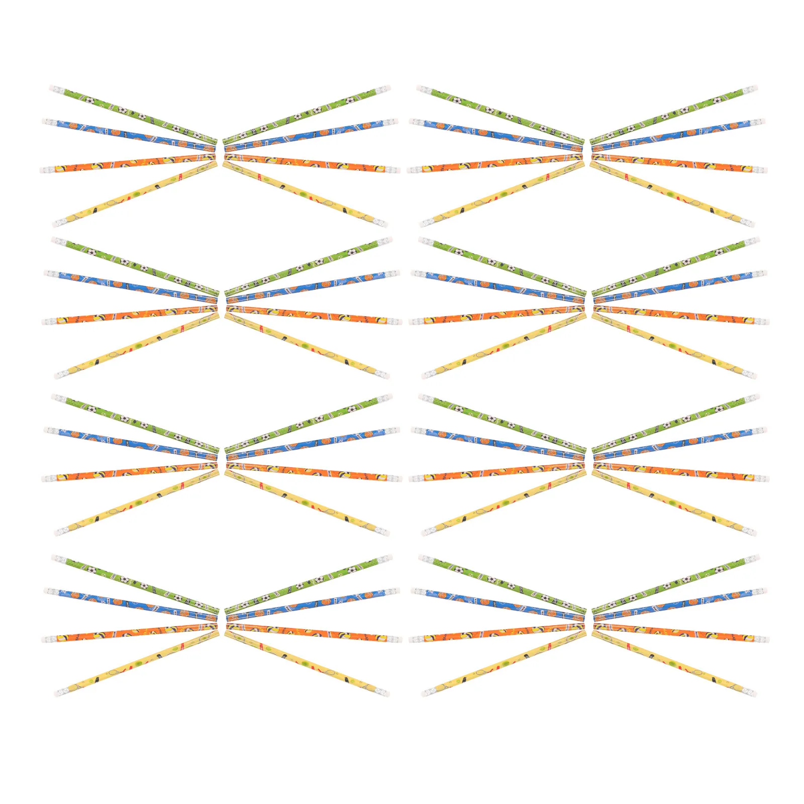 60Pcs Wooden Sports Pencils Eraser Basketball Soccer Tennis Volleyball Classroom Party Favors Student Rewards Goodie Bag