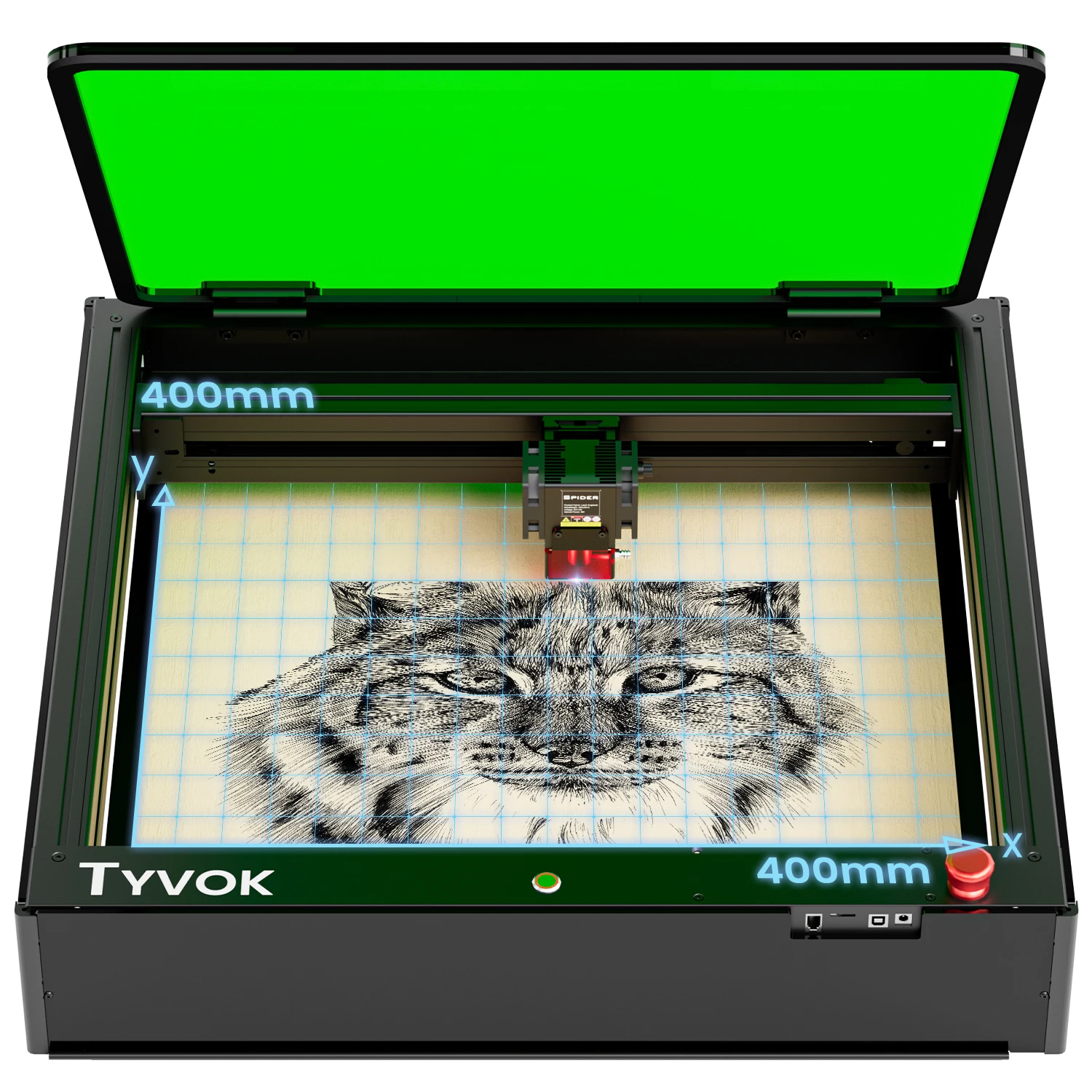

Multi-material Desktop Engraver Tyvok Spider X1C, for Anodized Aluminum, Wood, Acrylic, Leather Cutting and Engraving