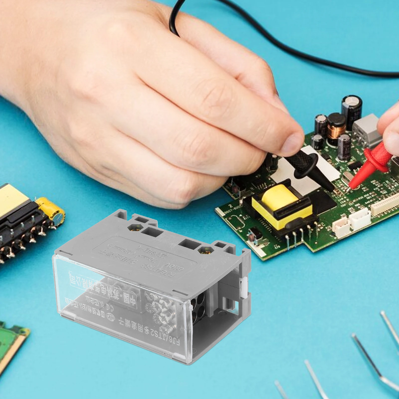 

Distribution Terminal Block Assembly 1 in 6 out Push-in Wire Connector Square DIN Recessed Outlet Box for PLC