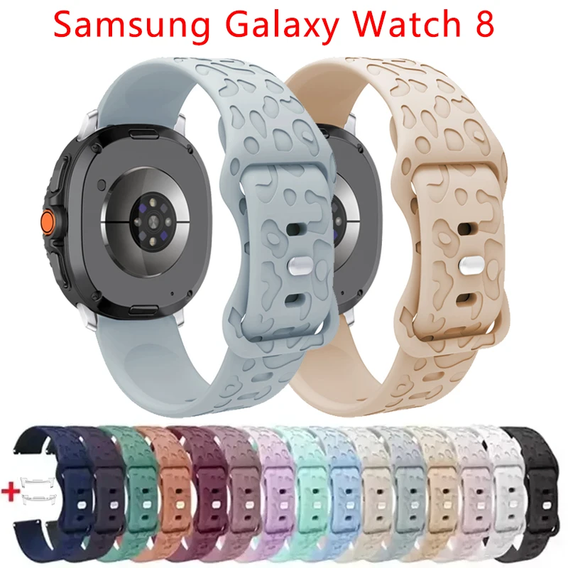 Für Samsung Galaxy Watch 9 8 44mm 40mm Armband Leopardenmuster Galaxy Watch Ultra 2 Silikon Graviertes Armband Austauschbares Uhrenarmband