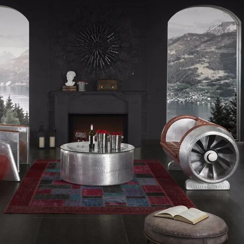 커피 테이블, 항공기 엔진, 테이블, 맞춤형 창의적 강화유리, 원형 스노우 커피 바, 상점