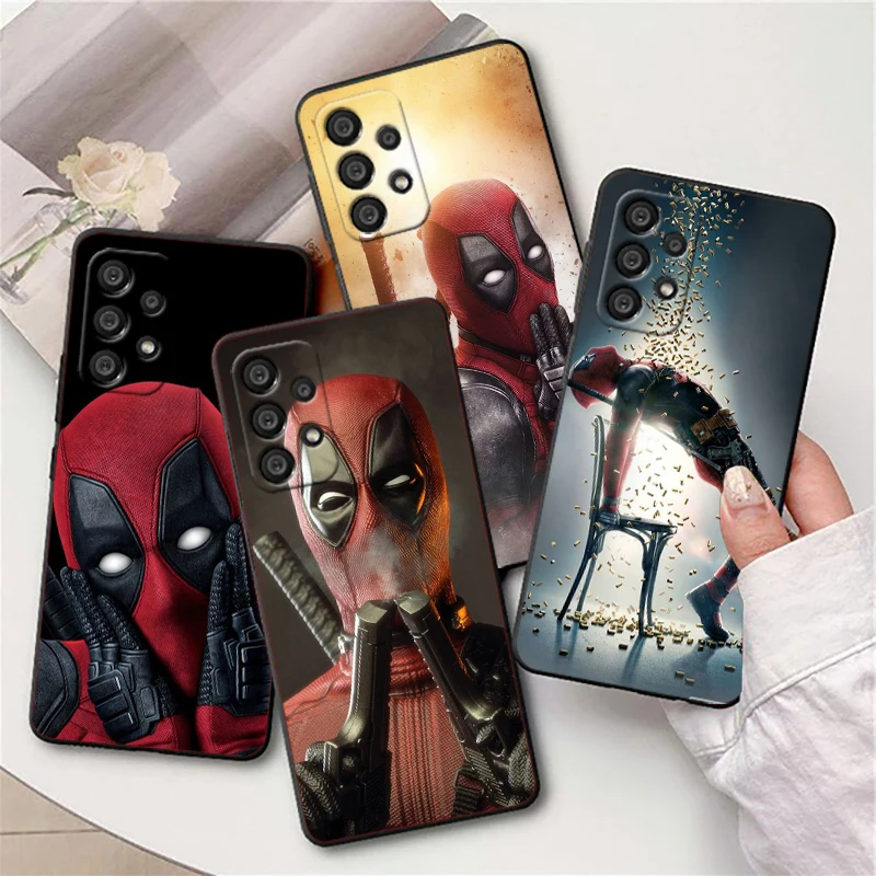 Deadpool Marvel Dead Pool For Samsung A55 A35 A25 A15 A14 A73 A53 A13 A05S A03S A02S A71 A52 A32 Black Soft Phone Case