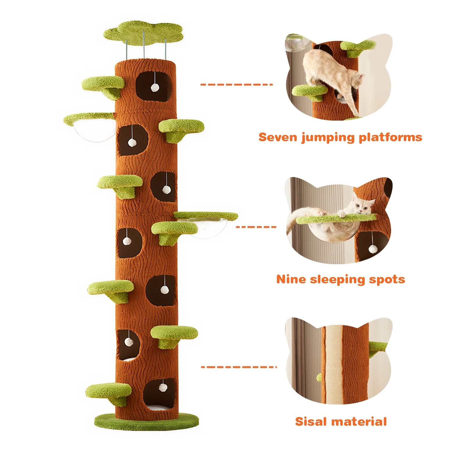 

Большая лесная кошачья лежанка-когтеточка с сизалевой подушкой, высокая кошачья башня-когтеточка, очень большая кошачья башня-когтеточка для домашних котят