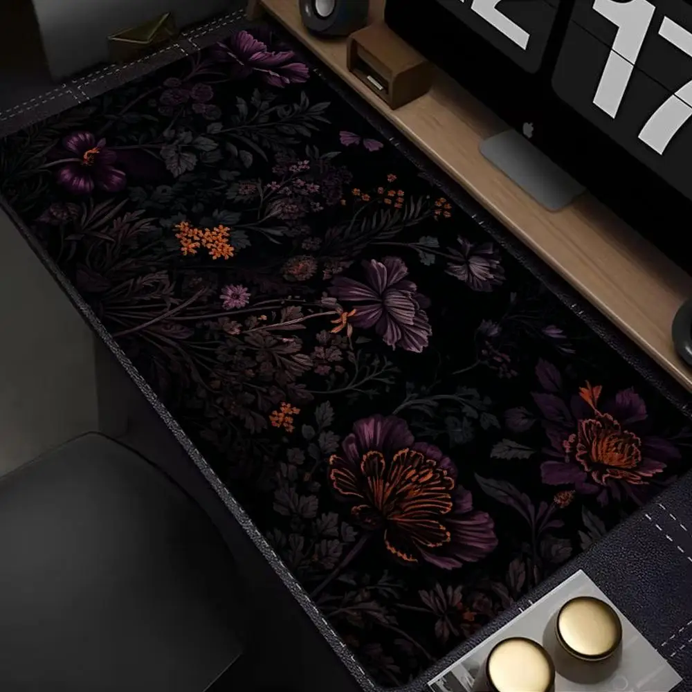 

Pastoral Style Purple Plant Mouse Pad Large Rubber Non-slip PC Desk Accessories for Office and Gamer Keyboard Decor Mat HYBXXC