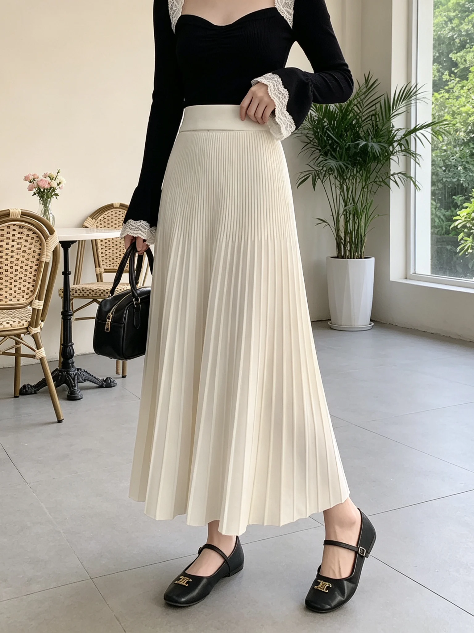 Fashionable High Waist Knitted Half Skirt Women's Autumn Winter 2026 New Style Drapey Midi Pleated Skirt Cover Hip Long Dress