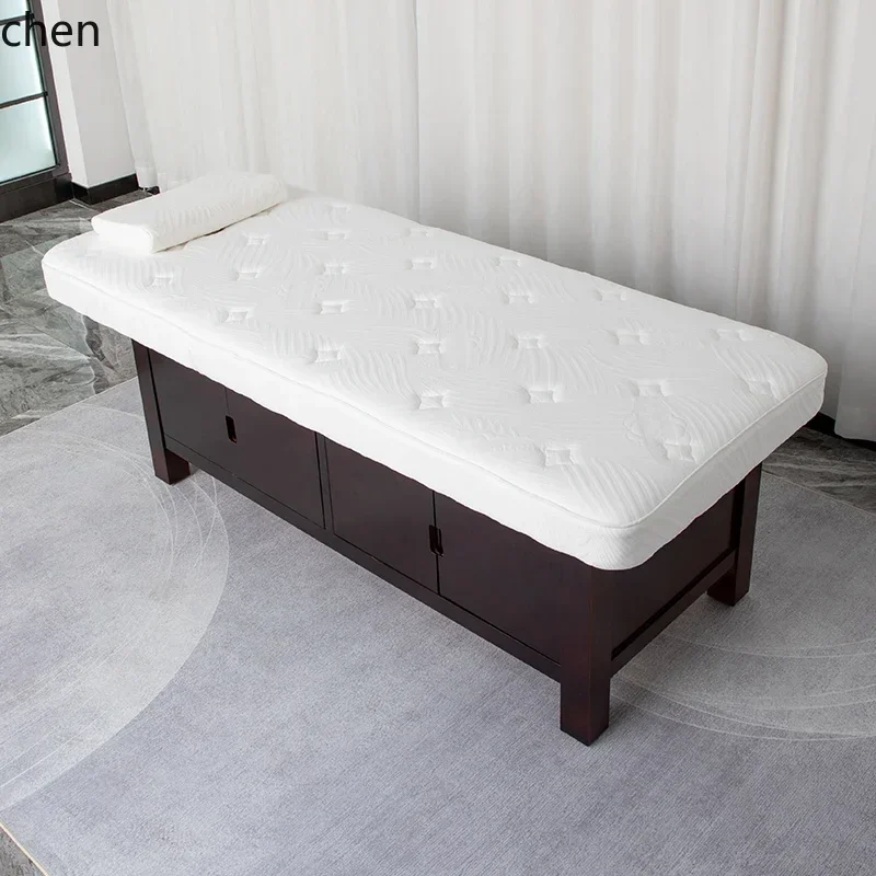 MR solid wood beauty bed push back ear bed acupuncture pattern embroidery bed