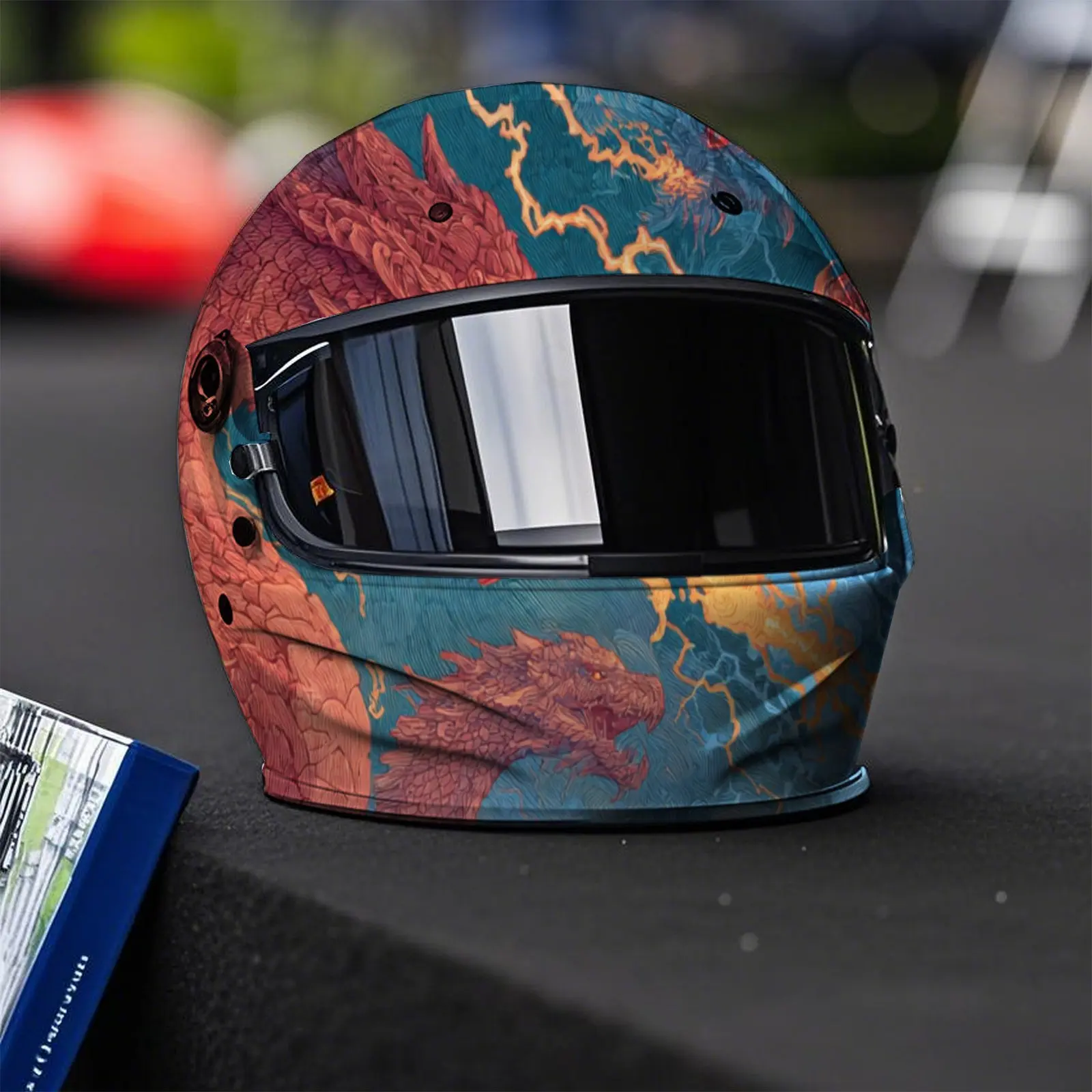 ملصق حماية من مادة PVC لخوذة التنين الأسطورية، ملحق ديكور خارجي لخوذة الدراجة النارية، مقاوم للماء وذاتي اللصق #6