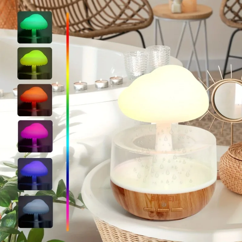 USB Plug Powered Rain Cloud Humidifier Lamp Atmosphere Lamp 7 Colors Variable for Indoor Bedroom Living Room Study Kid Room