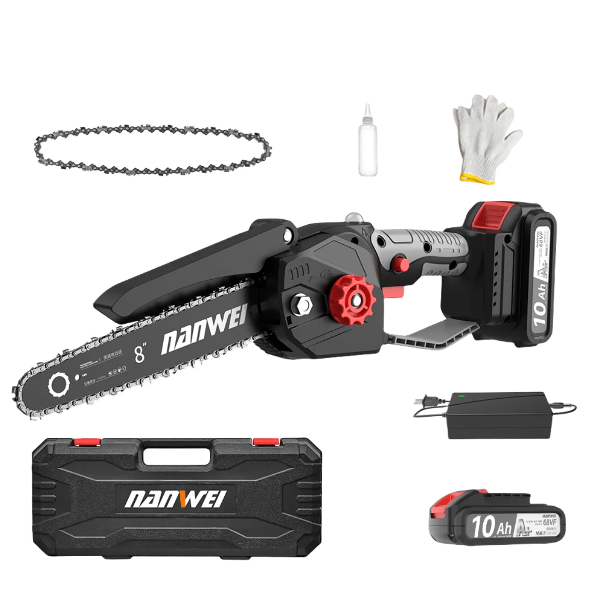 

NANWEI popular handy 8 Inch 6000r/m electric powerful tool chain saw charging battery cordless woodcutting