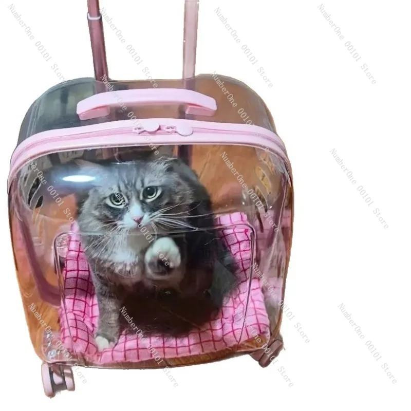 Classic Super Pet Suitcase with Fully Transparent Color Scheme, Stylish Travel Case for Your Pet