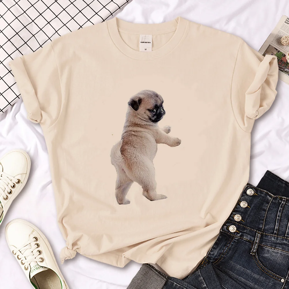 

Pug t shirt women Y2K top female graphic harajuku manga clothing