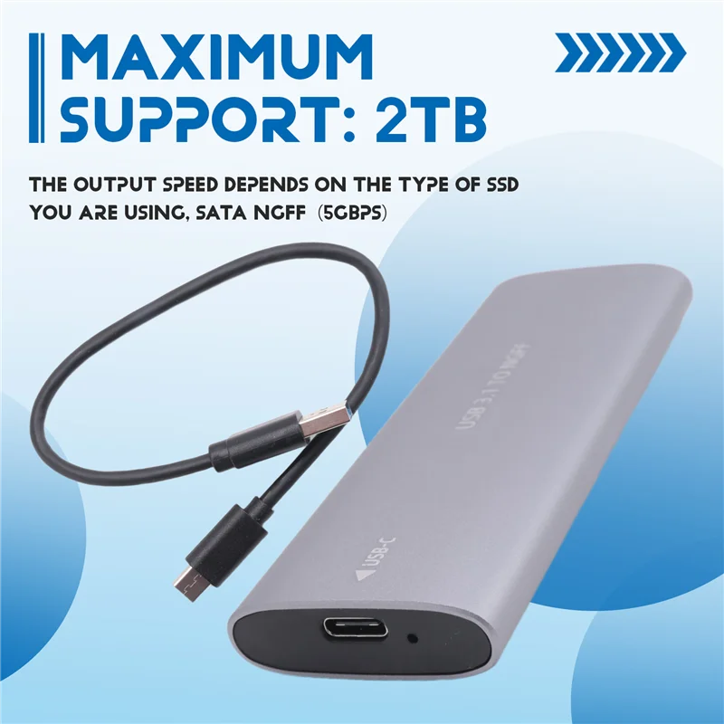 

Корпус A34M-SSD NGFF SATA к USB 3.1 Gen 2 5 Гбит/с для NGFF SATA B Key/ (B+M) Key SSD Жесткий диск Адаптер M.2