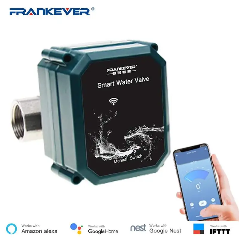 

Go FrankEver Smart Water Valve Wireless Remote Control Timing Zigbee WIFI BSP NPT DN20 Works with Alexa Google Home Tuya APP