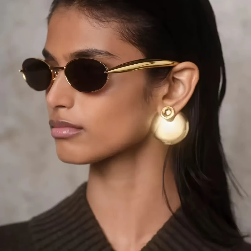 1 Pair of Oval Shaped Y2K Fashion Glasses with Small Frame Retro College Style Durable Street Style High-end Nude Decoration