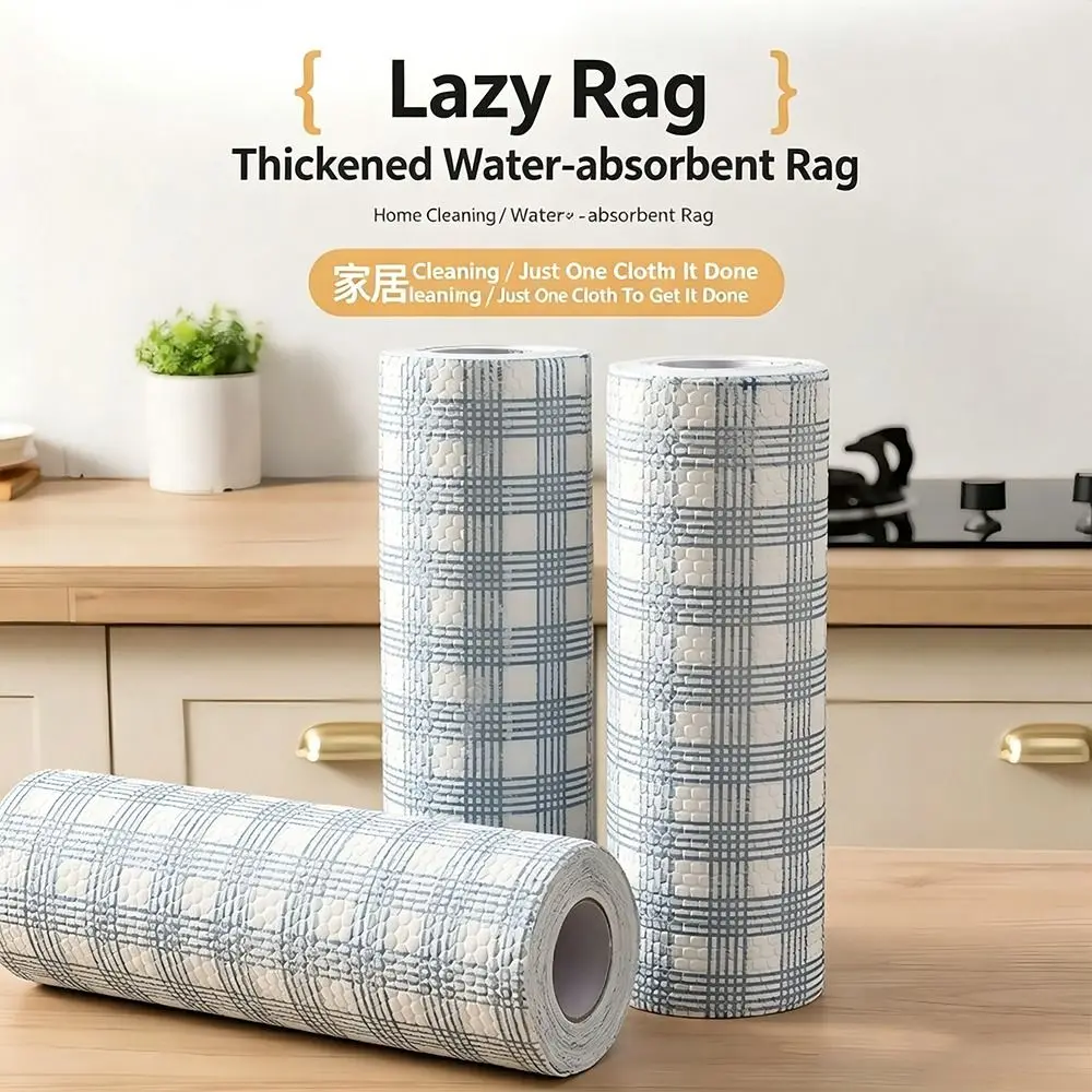 1Roll/400Sheets Non-woven Fabric One-Time Dishcloth Thickened Degreased Disposable Lazy Cleaning Rags Washable Dry Wet Dual-Use
