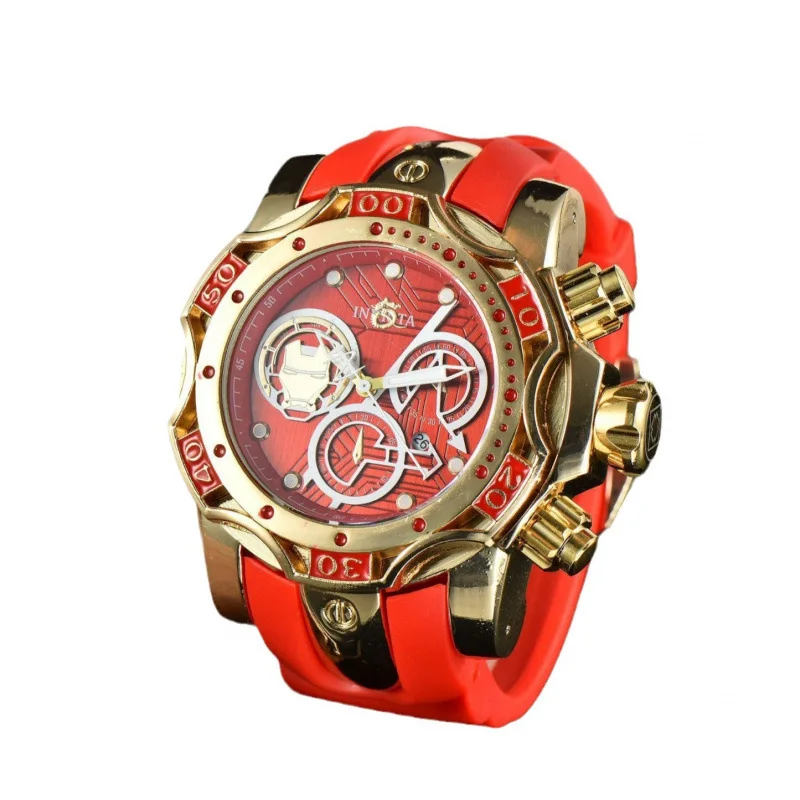 2025 ساعة جوكر ملونة للرجال من الفولاذ المقاوم للصدأ حركة كوارتز قرص قزحي الألوان مقاومة للماء مضيئة موضة عادية