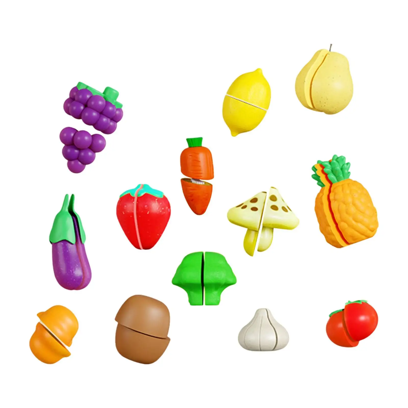 Cutting Play Food Toys Portable Pretend Play Fruit Vegetables Accessories Kitchen Accessories for Preschool Kids 18+ Months