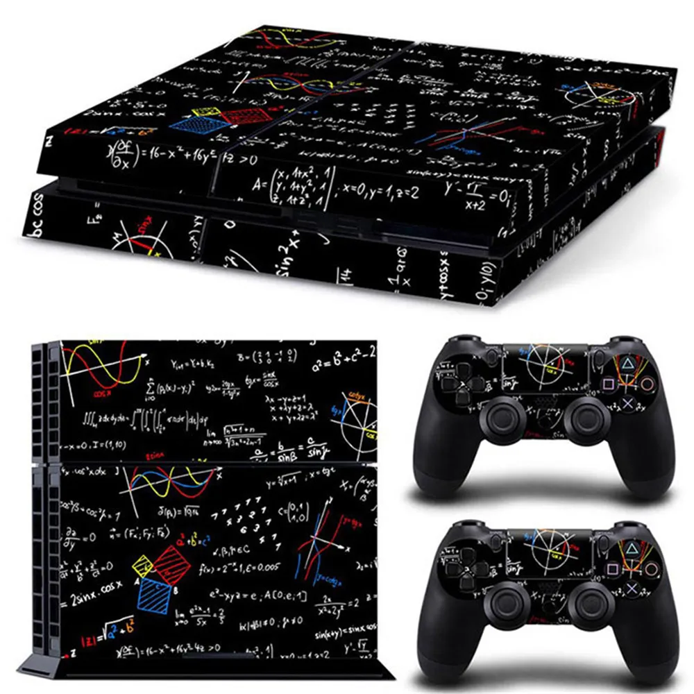 math formula design controller vinyl skin sticker for ps4 Decal Skin Cover For PS4 Console + 2pcs Controller Protection Skins