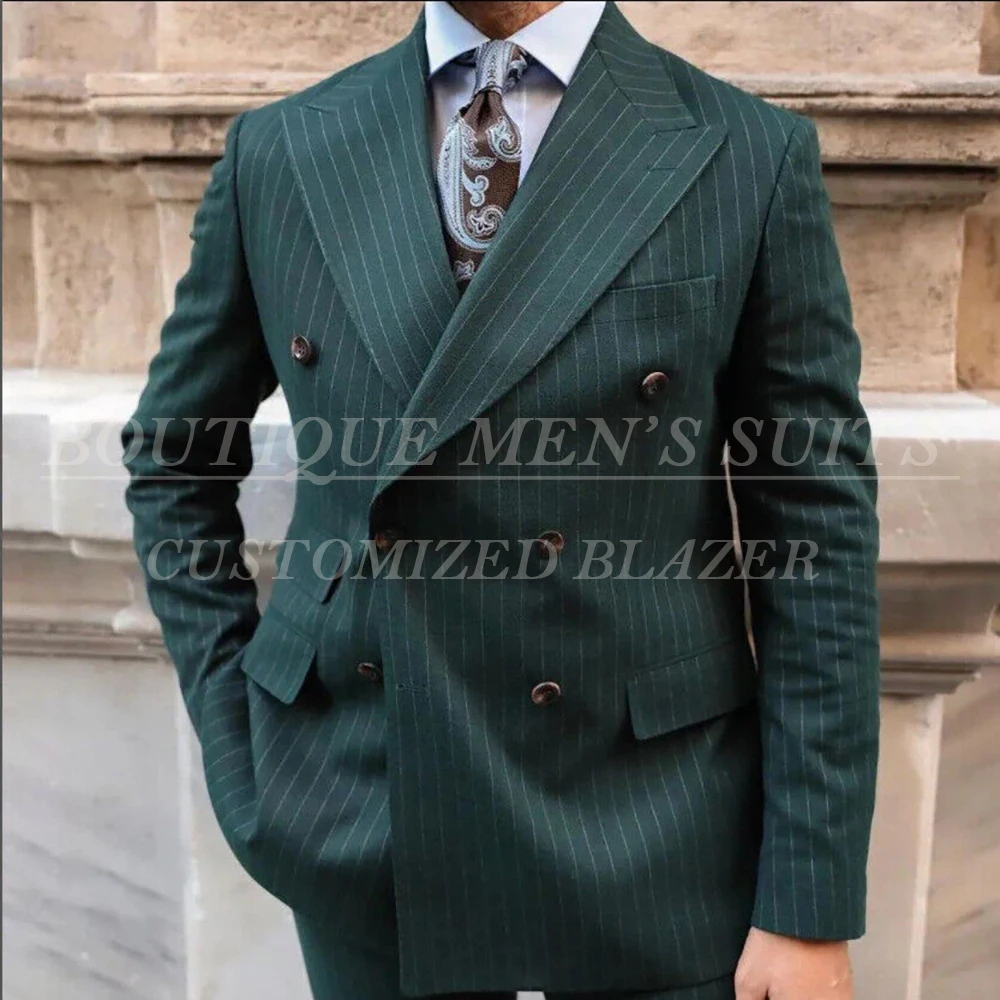 

Шикарные двубортные мужские костюмы, элегантные комплекты из 2-х предметов с пиковыми лацканами, куртка и брюки, высококачественная свадебная мужская одежда, костюм Homme