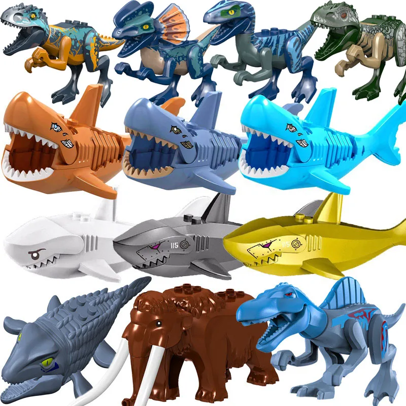 Tiere Tiger Leopard Bär Elefant Karibik Geist Shark Dinosaurier Modell Bausteine Erleuchten Figur Spielzeug Für Kinder