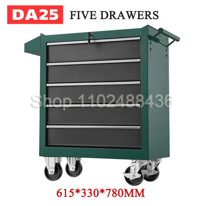 DA-25 Multi-Functional Auto Car Repair 5 Drawer Storage Tool Box Trolley Workshop Hardware Mobile Maintenance Toolkit Cabinet