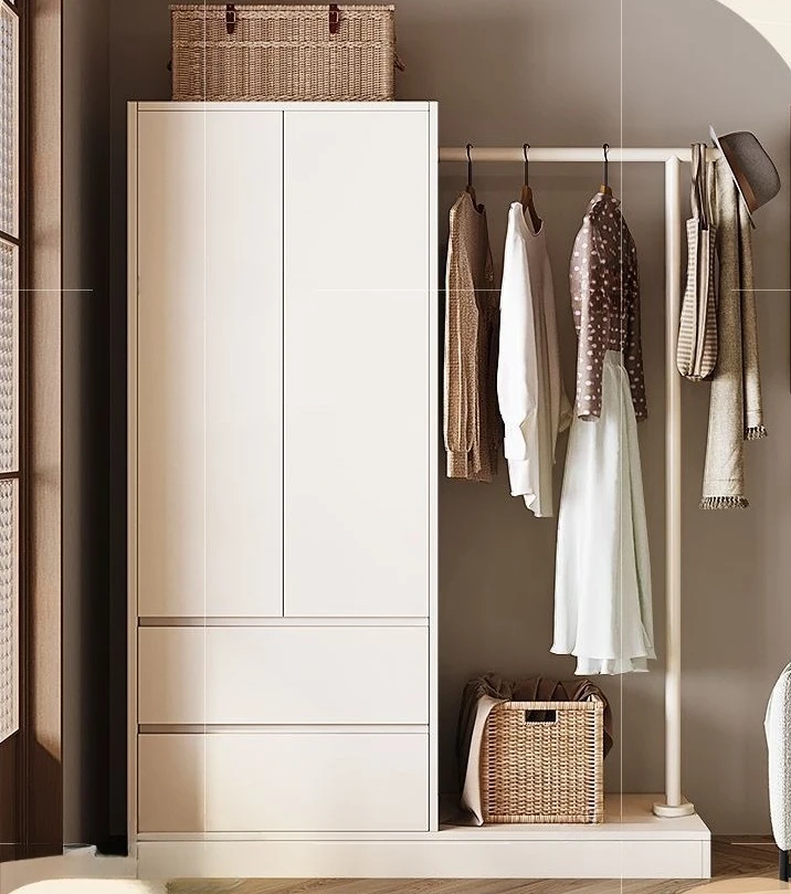 رف معطف حديث لغرفة النوم، خزانة تخزين منزلية متعددة الوظائف على طراز كريمي متكامل #5