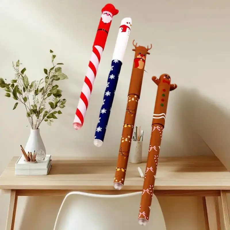 4Pcs Christmas Erasable Gel Pen Set with Cute Holiday Designs, Student Gift & Stocking Stuffer
