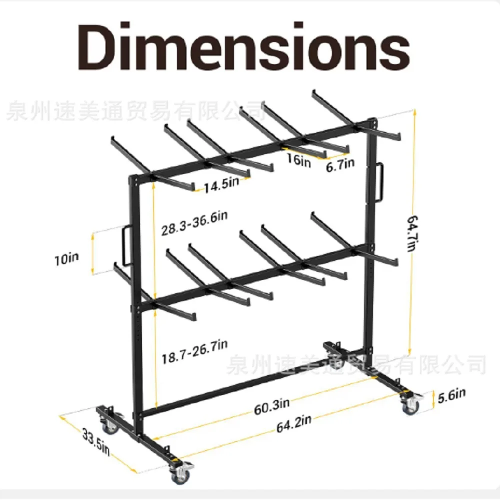 折りたたみ椅子収納ドリー ロック可能なホイール付き 高耐久折りたたみ椅子カート 折りたたみ椅子ラックカート 12テーブル+42椅子用