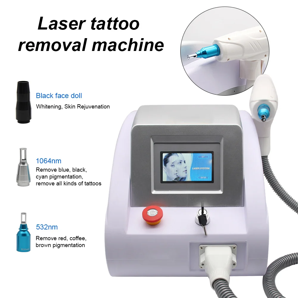 High Quality Laser Tattoo Eyebrow Washer With Red Beam Q Switch ND Yag 532nm 755nm 1064nm Remove Tattoo Facial Clean Spots Acne