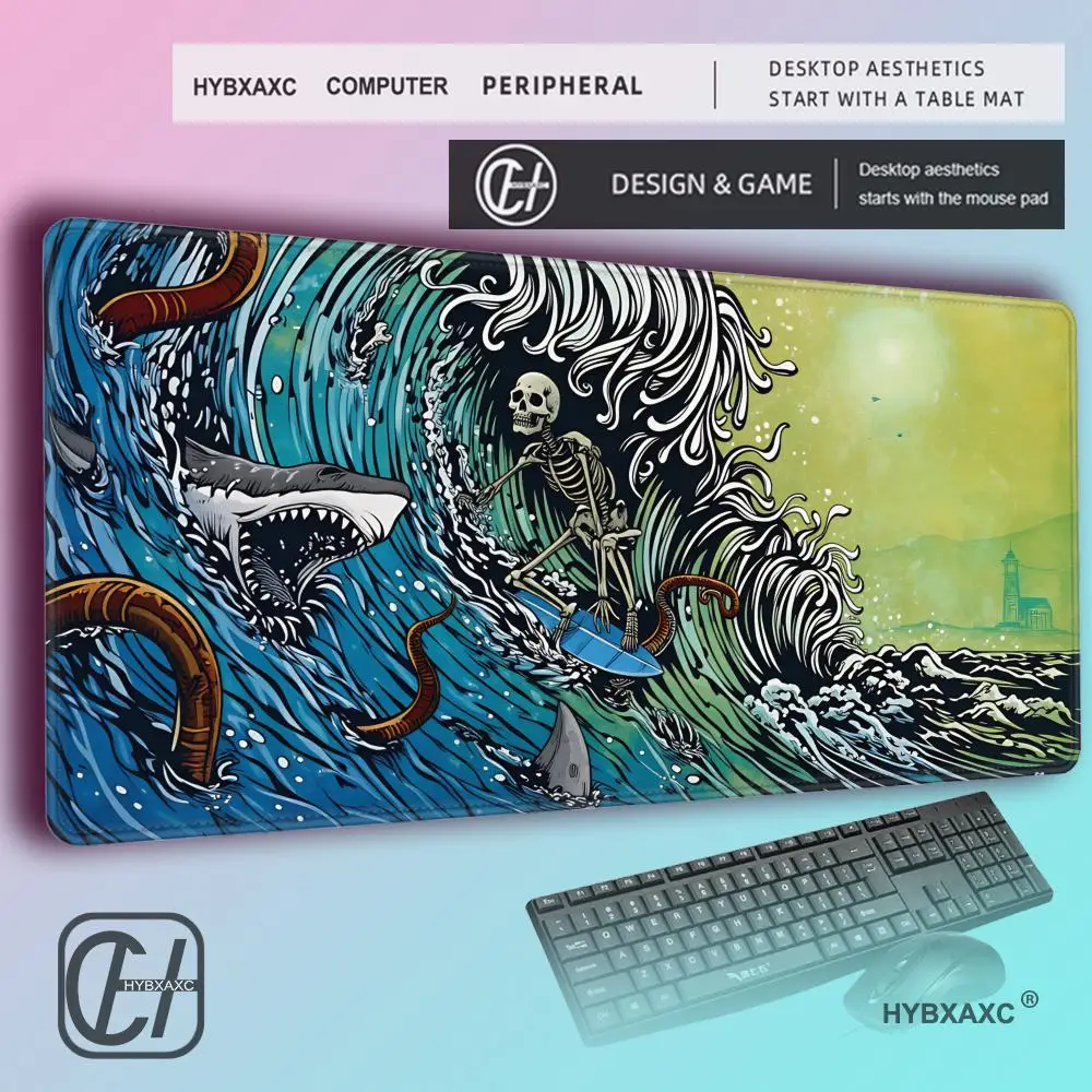 HYBXAXC Skeleton Dragon MousePad Gaming Mousepad Rubber Base with Stitched Edge Non-Slip DeskPad Computer Large Desk Accessories
