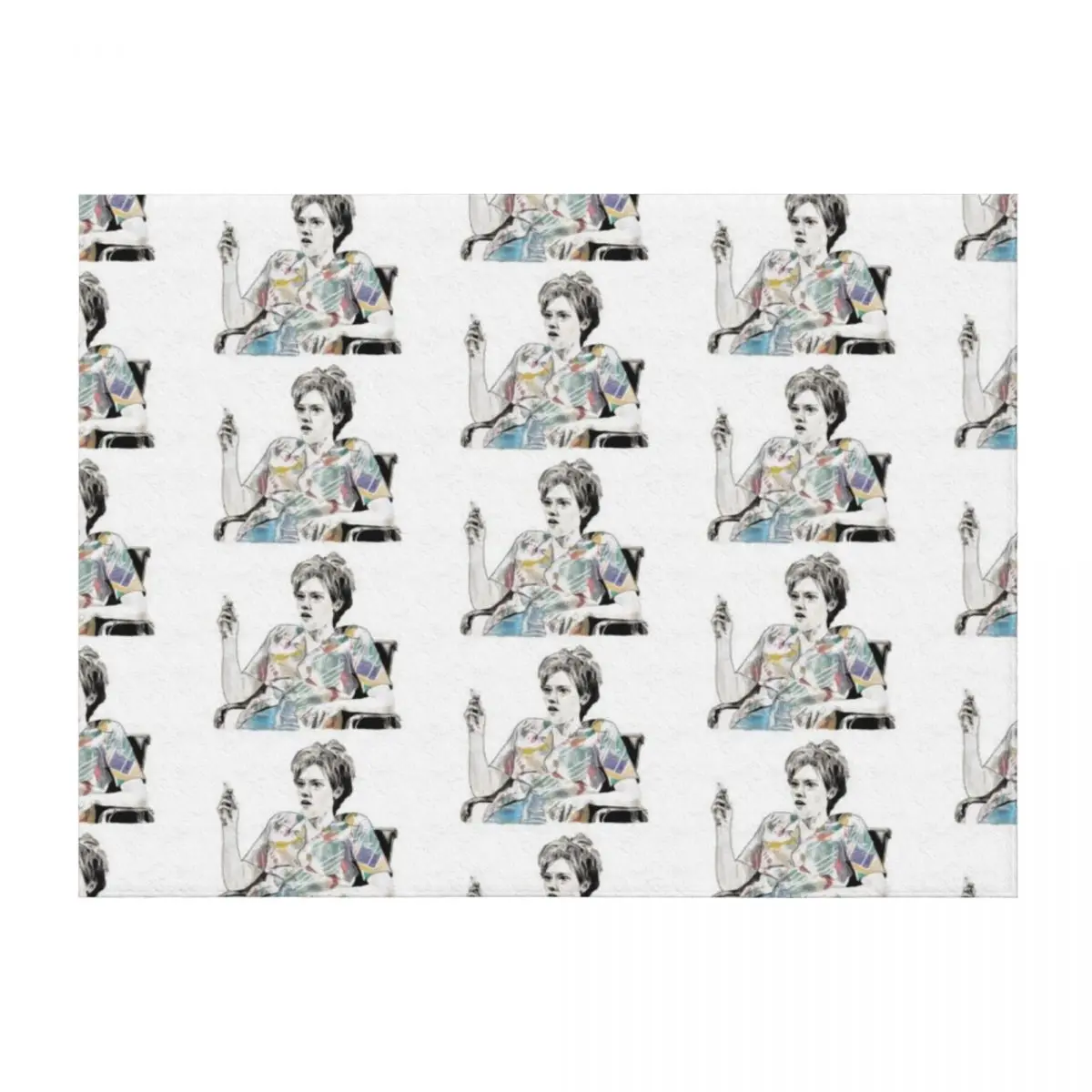 

MS. RAFFERTY/ KATE MCKINNON - Graphite & Acrylic Drawing Throw Blanket Hairys Loose Giant Sofa Blankets