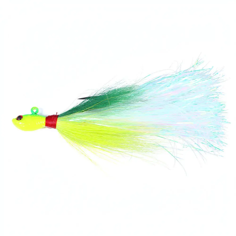 Metal Lead Jig Hook Fishing Lure Bucktail Spinnerbait Artificial Simulation Bass Freshwater Saltwater For Hengjia
