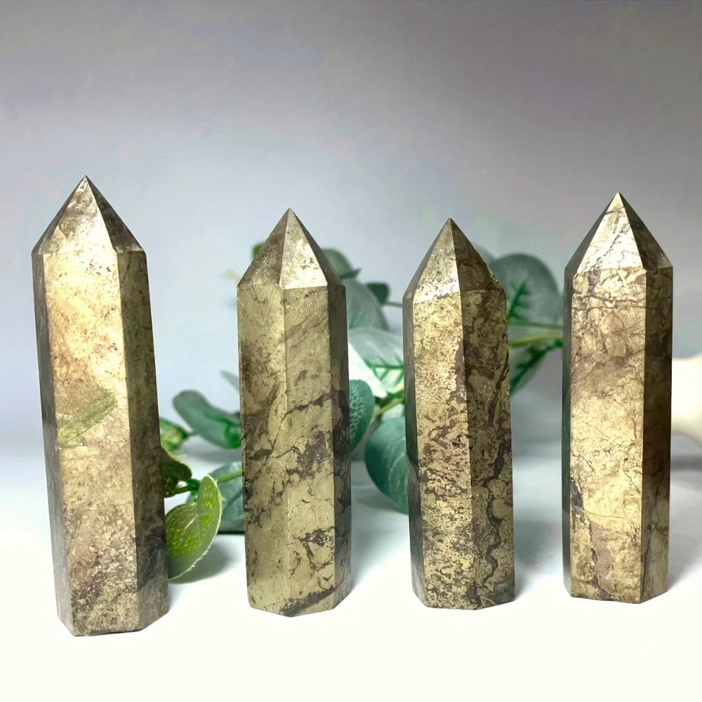 Natural Pyrite Crystal Wand Tower Reiki Gemstone Wands Folk Crafts Pyrite Crystal Tower Quartz For Gift Home Decoration
