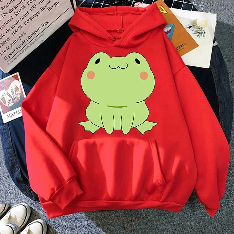 Cute Frog Hoodies Harajuku Casual Streetwear Graphic Print Sweatshirts Unisex Hoodies