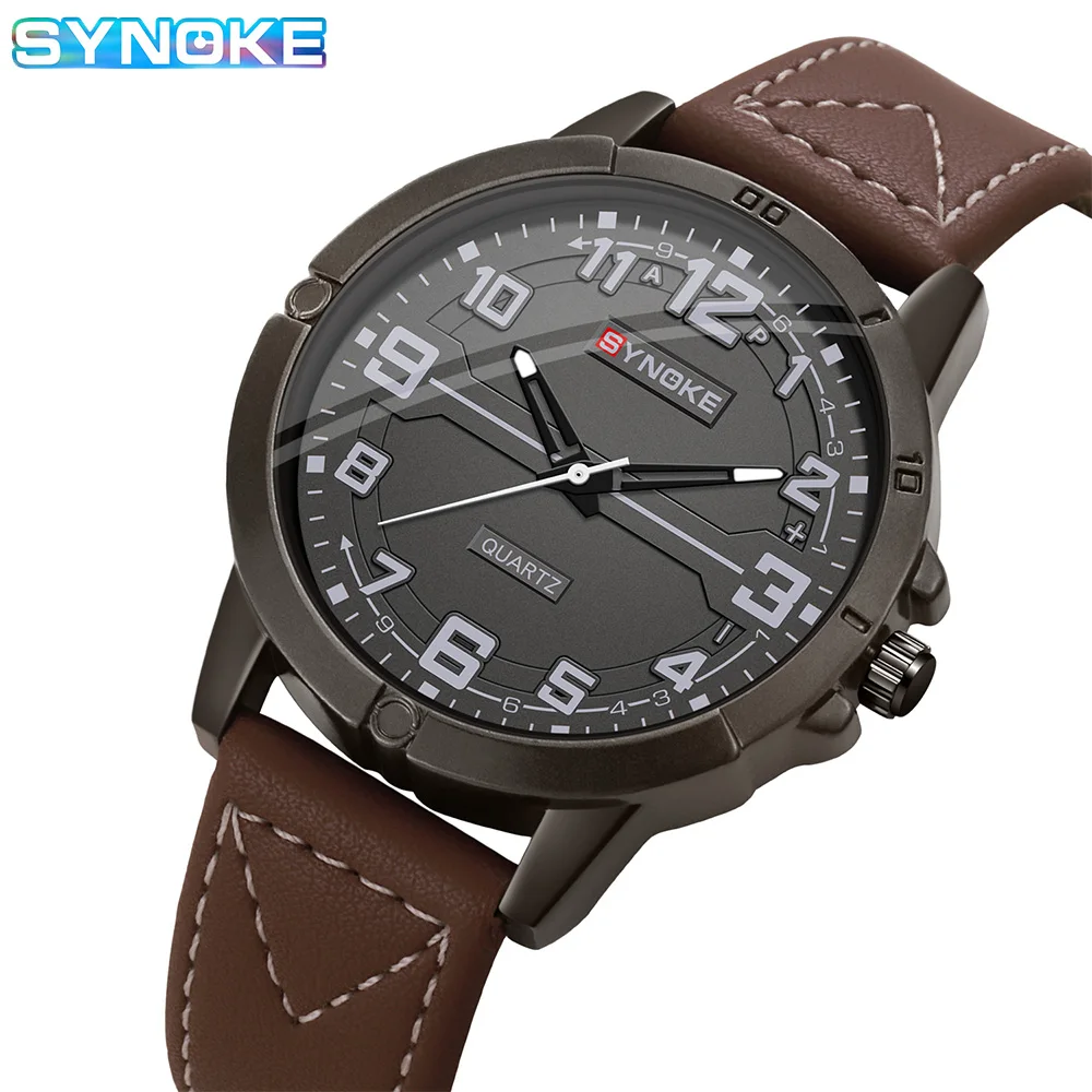 Men Quartz Watch Fashion Sport Business Belt Retro Watch For Men Watch Student Wristwatch Sports Non Mechanical New Style SYNOKE