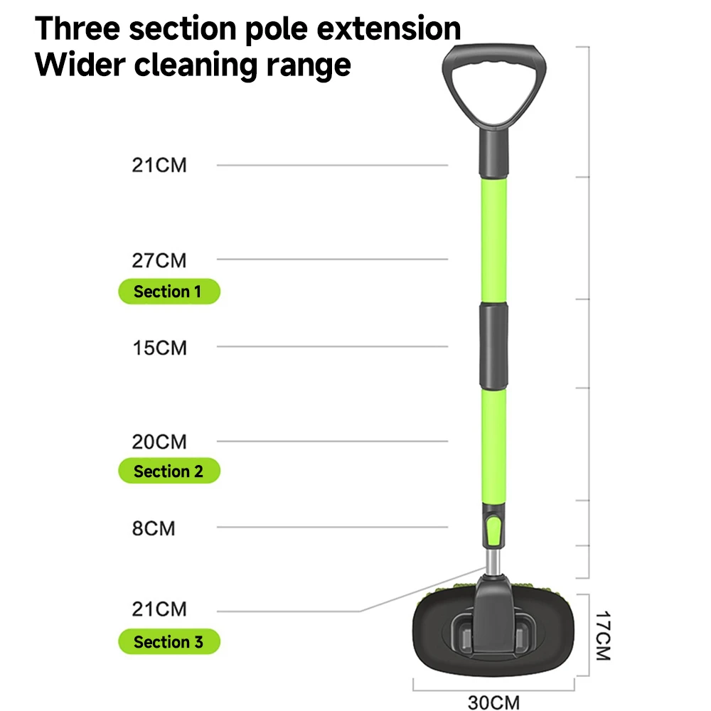 Car Wash Three-Section Extendable Car Wash Brush Removable Chenille Brush Cleaning Tool with Replacement Microfiber Brush Head