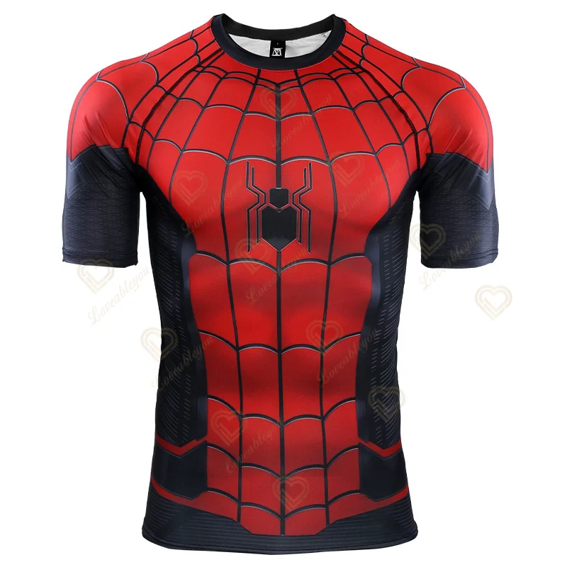 100cm - 160cm Spider Hero Raglan Sleeve Spidey Shirts Men 3D Printed T Shirts Short Sleeve Cosplay Costume Tops Male