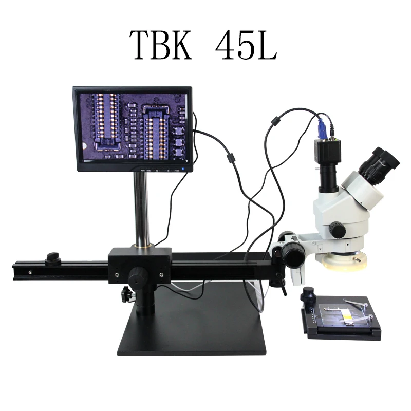 BGA Microscope Best Multi-function Long Arm Move Electronic Digital Display TBK-45L  7-45x Zoom Operating CPU Maintenance Tools